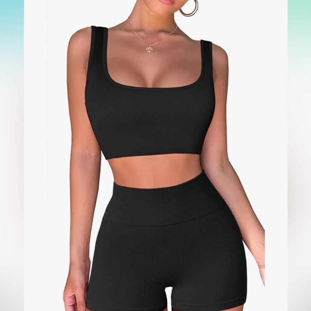 Black Ribbed 2-Piece Set - Picture 3 of 5